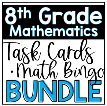 Preview of 8th Grade Math Task Cards and Bingo Bundle
