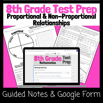 Preview of 8th Grade Math Test Prep/ Review/ACAP -Proportional & Non-Proportional