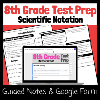 Preview of 8th Grade Math Test Prep/ Review/ ACAP - Scientific Notation