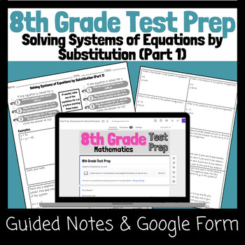 Preview of 8th Grade Math Test Prep/ Review/ ACAP -Systems of Equations Substitution Part 1