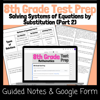 Preview of 8th Grade Math Test Prep/ Review/ ACAP -Systems of Equations Substitution Part 2