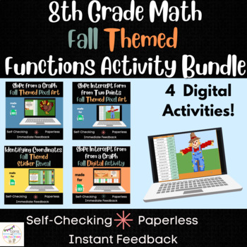 Preview of 8th Grade Math - Thanksgiving Review Activity Pack - Functions Standards
