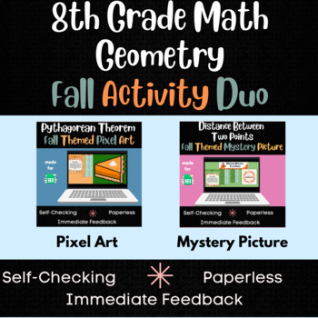Preview of 8th Grade Math - Thanksgiving Review Activity Pack - Geometry Standards