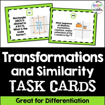 Preview of 8th Grade Math - Transformations and Similarity Task Cards - 8.G.4