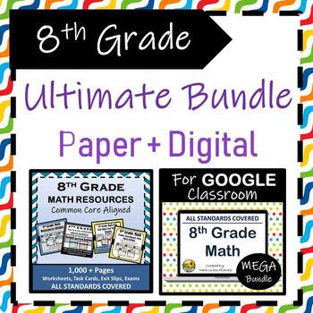 Preview of 8th Grade Math Ultimate Bundle {Paper + Digital} Math 8 Curriculum Resources