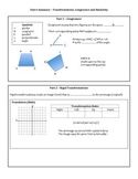 8th Grade Math Unit 6 Summary - Transformations, Congruenc