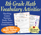 8th Grade Math - Vocabulary Activities