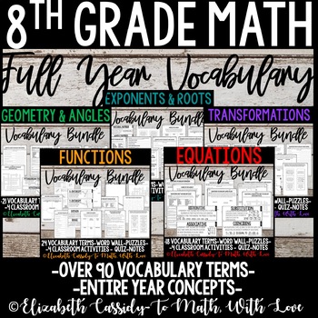 Preview of 8th Grade Math Vocabulary *BIG* Bundle - Entire Year Bundle