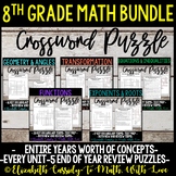 8th Grade Math Vocabulary ENTIRE YEAR Crossword Puzzle Bundle