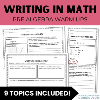 Preview of 8th Grade Math Warm Ups, Exit Tickets, and Bell Ringers | Pre Algebra