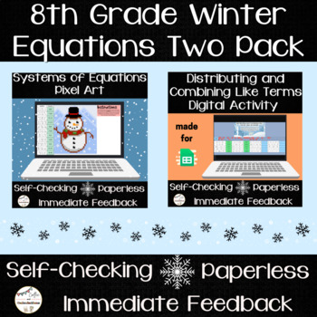 Preview of 8th Grade Math - Winter Two Pack - Equations - Digital Activity