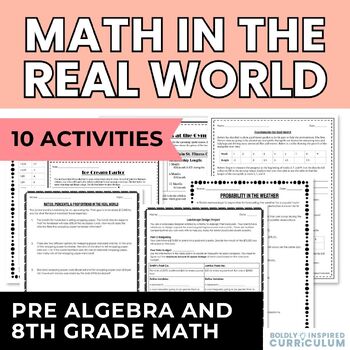 Preview of 8th Grade Math Word Problems and Real World Math Projects Bundle | Pre Algebra