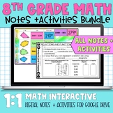 8th Grade Math Digital Notes and Activities Bundle