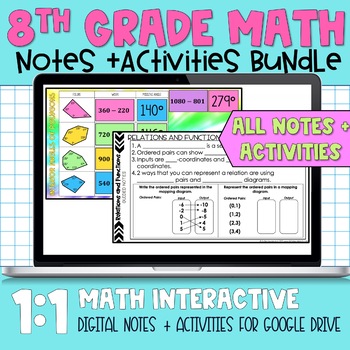 Preview of 8th Grade Math Digital Notes and Activities Bundle
