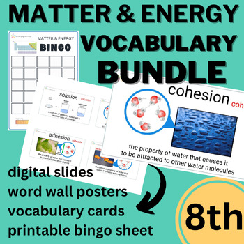 Preview of 8th Grade Matter and Energy Vocabulary Bundle | English & Spanish