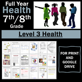 Preview of 8th Grade Middle School Health Lessons: LEVEL 3 FULL YEAR PROGRAM