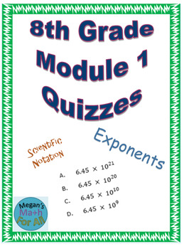 Preview of 8th Grade Module 1 Quizzes for Topics A and B - Editable