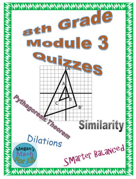 Preview of 8th Grade Module 3 Quizzes for Topics A to C - Editable - SBAC