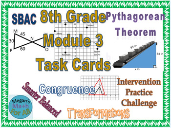 Preview of 8th Grade Module 3 Task Cards - Editable - SBAC
