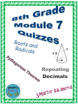 Preview of 8th Grade Module 7 Quizzes for Topics A to D - Editable