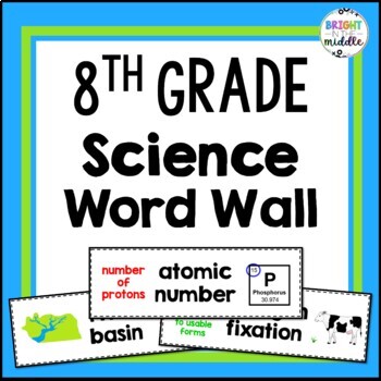 Preview of 8th Grade Science Word Wall - 319 Words!