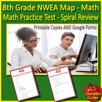 Preview of 8th Grade NWEA Map Math Practice Test - Printable and Google - Spiral Test Prep