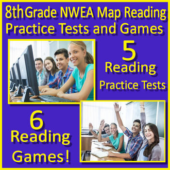 Preview of 8th Grade NWEA Map Reading Practice Tests and Games - Printable Copies & Google