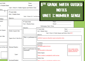 Preview of 8th Grade Number Sense Unit Notes