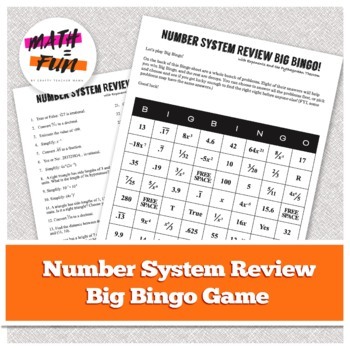 Preview of 8th Grade Number System Practice | "Big Bingo" Review Game & Activity