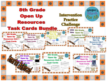 Preview of 8th Grade Open Up Resources All Task Card Bundle - Editable