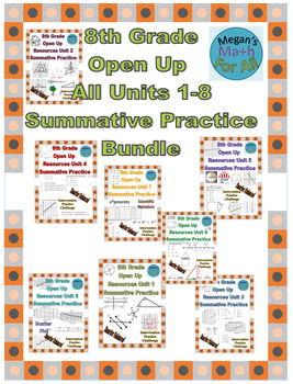Preview of 8th Grade Open Up Resources All Unit Summative Practice - Editable
