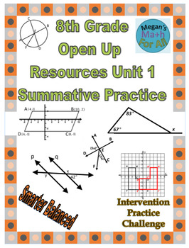 Preview of 8th Grade Open Up Resources Unit 1 Math Summative Practice - Editable - SBAC