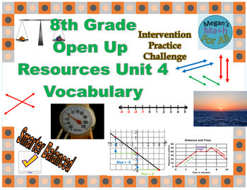 Preview of 8th Grade Open Up Resources Unit 4 Math Vocabulary Cards- Editable - SBAC