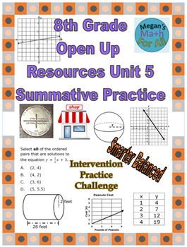 Preview of 8th Grade Open Up Resources Unit 5 Math Summative Practice - Editable - SBAC