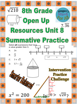 Preview of 8th Grade Open Up Resources Unit 8 Math Summative Practice - Editable - SBAC