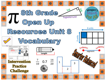 Preview of 8th Grade Open Up Resources Unit 8 Math Vocabulary - Editable - SBAC