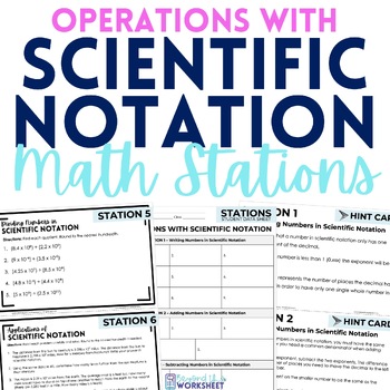 Preview of Operations with Scientific Notation Math Stations | Math Centers