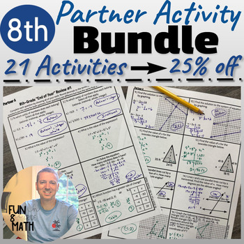Preview of 8th Grade Partner Activity Bundle - (21 activities)