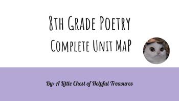 8th Grade Poetry Complete Unit Map by A Little Chest of Helpful Treasures