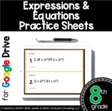 8th Grade Practice Sheets Expressions Equations in Google Forms