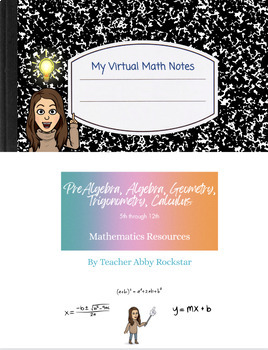 Preview of 8th Grade Pre Algebra Digital Math Notes Full Year