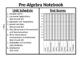 8th Grade Pre-Algebra SOL 8.1 - 8.18 Notebook