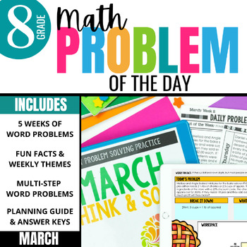 Preview of 8th Grade Problem of the Day: Daily Math Word Problem Practice for March