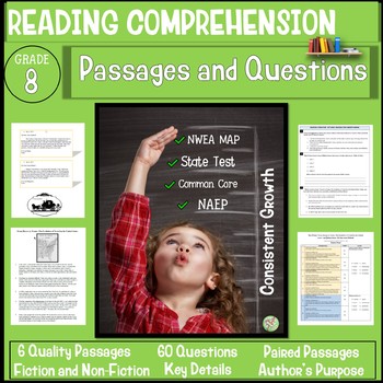 Preview of 8th Grade Reading Comprehension Passages and Questions