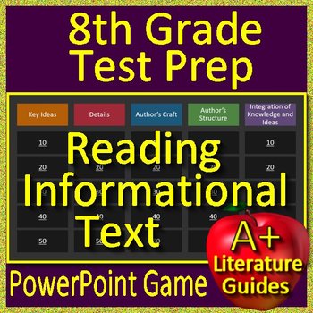 Preview of 8th Grade Reading Informational Text Game PowerPoint or Google Slides Test Prep
