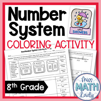 Preview of 8th Grade Real Number System Spring Math Coloring Activity