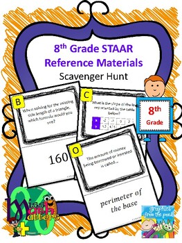 Preview of 8th Grade Reference Materials Scavenger Hunt 2024 | Formula Chart | Interactive