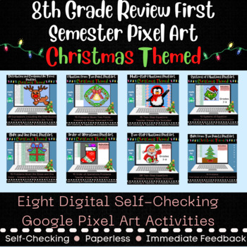 Preview of 8th Grade Review Bundle (First Semester) - Christmas Themed Activity