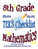 8th Grade STAAR Math TEKS Checklist (NEW and old TEKS bundled)