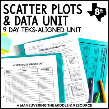 Preview of Scatter Plots and Data TEKS Unit | Trend Line Notes for 8th Grade Math